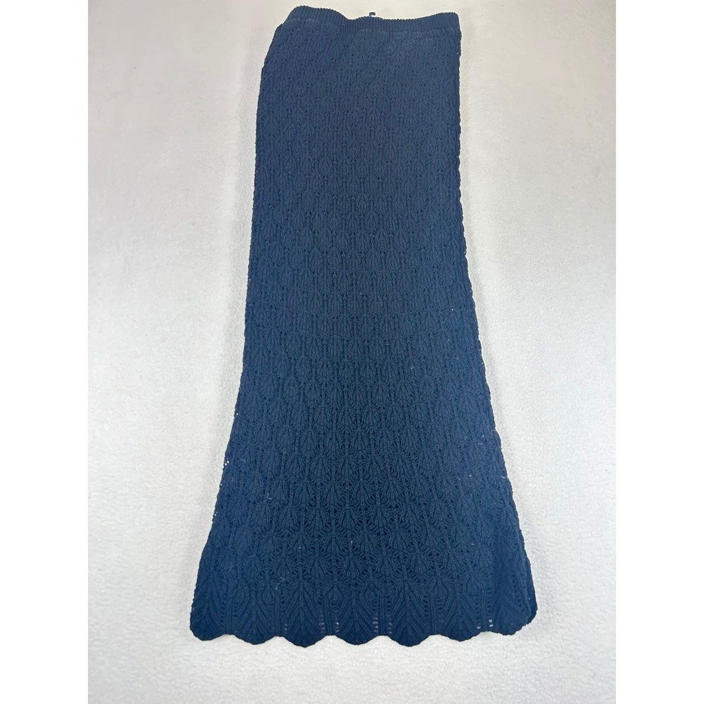 Freshman 1996 Crochet Knit Maxi Skirt Women Small Black Bohemian
